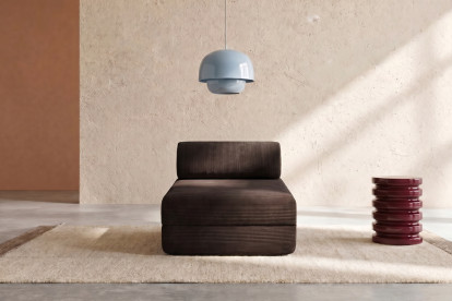Méridienne convertible et modulable, mousse écologique et assise ferme  - Velours côtelé Marron