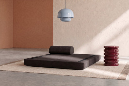 Méridienne convertible et modulable, mousse écologique et assise ferme  - Velours côtelé Marron