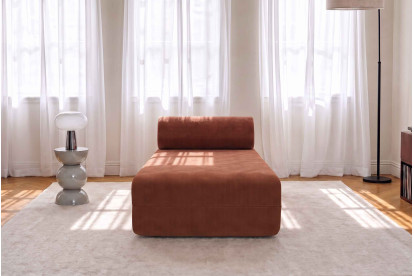 Méridienne non convertible et modulable - Velours côtelé Terracotta