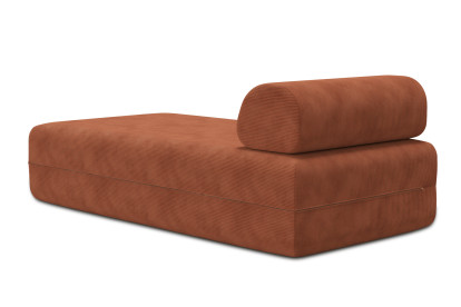 Méridienne non convertible et modulable - Velours côtelé Terracotta