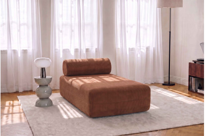 Méridienne non convertible et modulable - Velours côtelé Terracotta