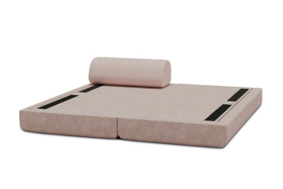 Méridienne convertible et modulable, mousse écologique et assise ferme  - Velours côtelé Rose pâle