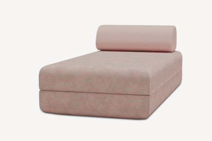 Méridienne convertible et modulable, mousse écologique et assise ferme  - Velours côtelé Rose pâle