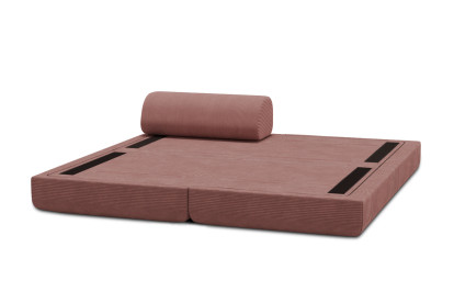 Méridienne convertible et modulable, mousse écologique et assise ferme  - Velours côtelé Rose