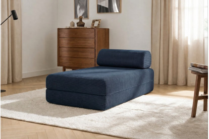 Méridienne convertible et modulable, mousse écologique et assise ferme  - Velours côtelé Bleu