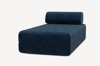 Méridienne convertible et modulable, mousse écologique et assise ferme  - Velours côtelé Bleu