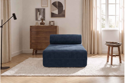 Méridienne non convertible et modulable - Velours côtelé Bleu