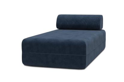 Méridienne non convertible et modulable - Velours côtelé Bleu