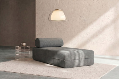 Méridienne convertible et modulable, mousse écologique et assise ferme  - Velours côtelé Gris