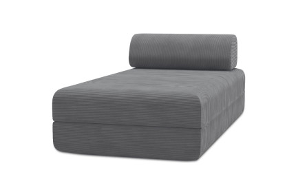 Méridienne convertible et modulable, mousse écologique et assise ferme  - Velours côtelé Gris