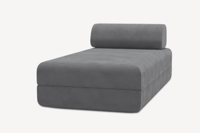 Méridienne convertible et modulable, mousse écologique et assise ferme  - Velours côtelé Gris