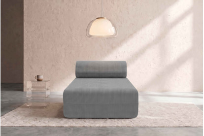 Méridienne non convertible et modulable - Velours côtelé Gris
