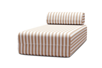 Méridienne modulable, mousse écologique et assise ferme  - Tissu extérieur à rayures, blanc et marron
