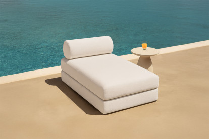 Méridienne convertible et modulable, mousse écologique et assise ferme  - Tissu extérieur Beige clair