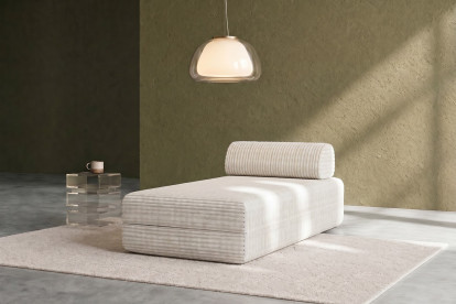 Méridienne convertible et modulable, mousse écologique et assise ferme  - Velours côtelé XL Blanc