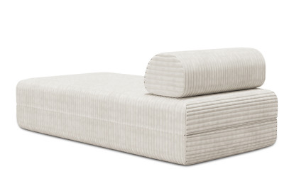 Méridienne convertible et modulable, mousse écologique et assise ferme  - Velours côtelé XL Blanc