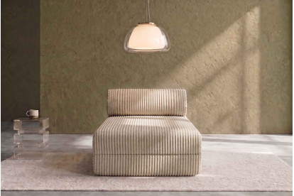 Méridienne non convertible et modulable - Velours côtelé XL Beige