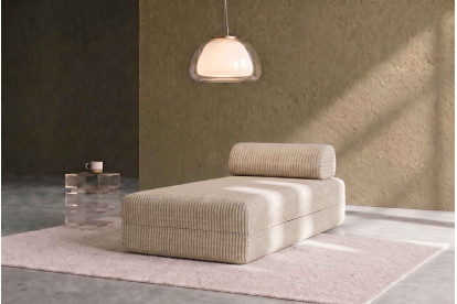 Méridienne non convertible et modulable - Velours côtelé XL Beige