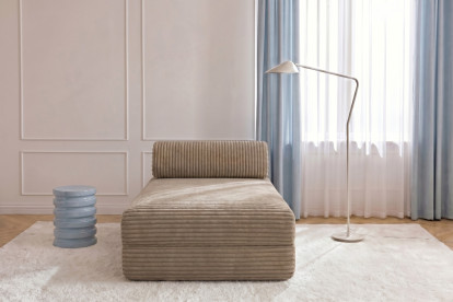 Méridienne convertible et modulable, mousse écologique et assise ferme  - Velours côtelé XL Marron