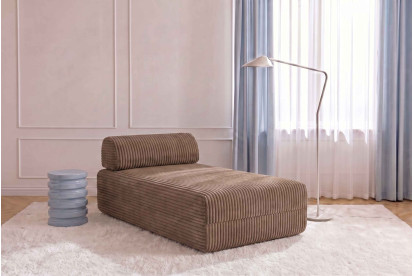 Méridienne non convertible et modulable - Velours côtelé XL Marron