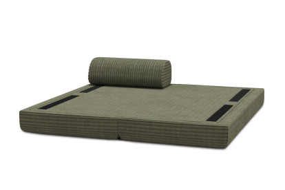 Méridienne convertible et modulable, mousse écologique et assise ferme  - Velours côtelé XL Vert