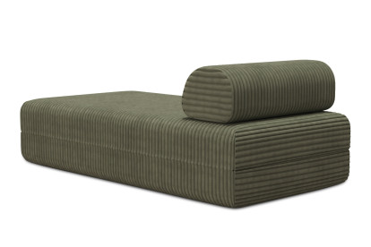 Méridienne convertible et modulable, mousse écologique et assise ferme  - Velours côtelé XL Vert
