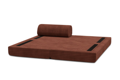 Méridienne convertible et modulable, mousse écologique et assise ferme  - Velours côtelé XL Terracotta
