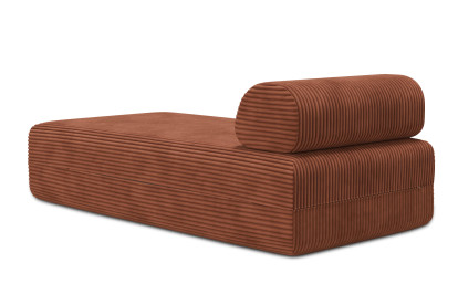 Méridienne non convertible et modulable - Velours côtelé XL Terracotta