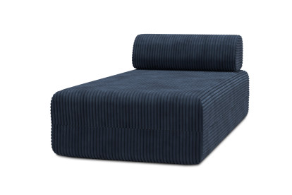 Méridienne non convertible et modulable - Velours côtelé XL Bleu