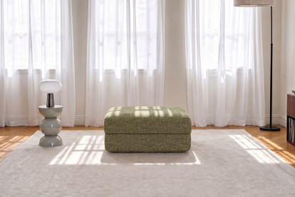 Pouf convertible et modulable, mousse écologique et assise ferme  - Tissu tweed Vert