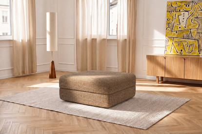 Pouf convertible et modulable, mousse écologique et assise ferme  - Tissu tweed Marron