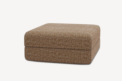 Pouf convertible et modulable, mousse écologique et assise ferme  - Tissu tweed Marron