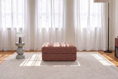 Pouf convertible et modulable, mousse écologique et assise ferme  - Tissu tweed Rouge