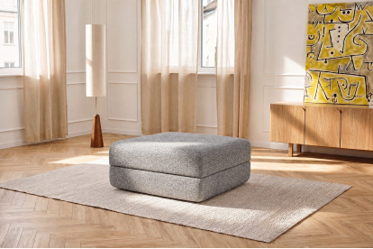Pouf convertible et modulable, mousse écologique et assise ferme  - Tissu tweed Gris