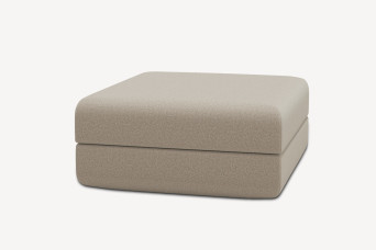 Pouf convertible et modulable, mousse écologique et assise ferme  - Tissu lisse Beige