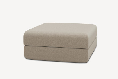 Pouf convertible et modulable, mousse écologique et assise ferme  - Tissu lisse Beige