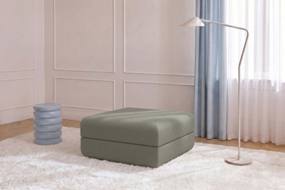 Pouf convertible et modulable, mousse écologique et assise ferme  - Tissu lisse Taupe