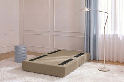 Pouf convertible et modulable, mousse écologique et assise ferme  - Tissu lisse Marron