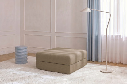 Pouf convertible et modulable, mousse écologique et assise ferme  - Tissu lisse Marron