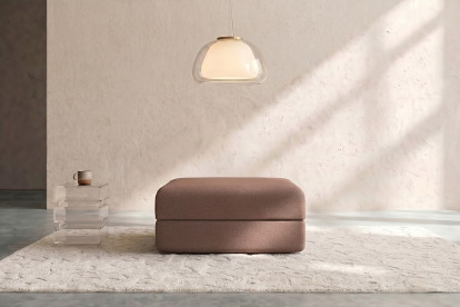 Pouf convertible et modulable, mousse écologique et assise ferme  - Tissu lisse Terracotta