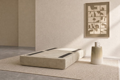 Pouf convertible et modulable, mousse écologique et assise ferme  - Velours côtelé Beige