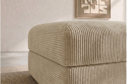 Pouf convertible et modulable, mousse écologique et assise ferme  - Velours côtelé Beige