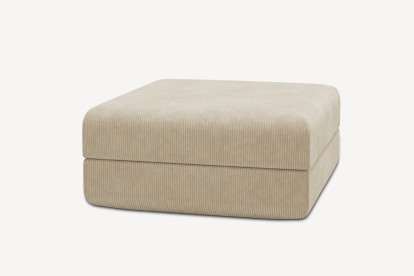 Pouf convertible et modulable, mousse écologique et assise ferme  - Velours côtelé Beige
