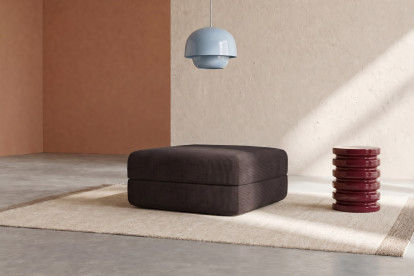 Pouf convertible et modulable, mousse écologique et assise ferme  - Velours côtelé Marron