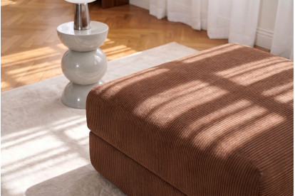 Pouf convertible et modulable, mousse écologique et assise ferme  - Velours côtelé Terracotta