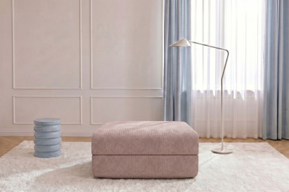 Pouf convertible et modulable, mousse écologique et assise ferme  - Velours côtelé Rose pâle