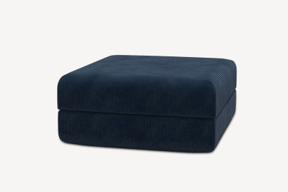 Pouf convertible et modulable, mousse écologique et assise ferme  - Velours côtelé Bleu