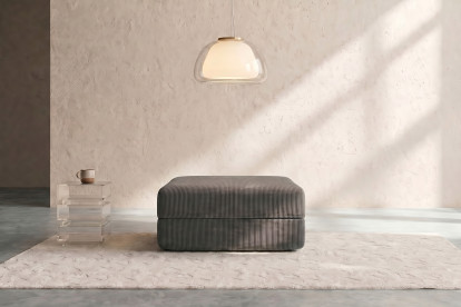 Pouf convertible et modulable, mousse écologique et assise ferme  - Velours côtelé Gris