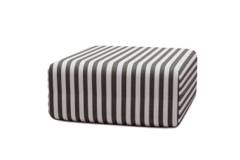 Pouf modulable, mousse écologique et assise ferme  - Tissu extérieur à rayures, blanc et gris anthracite