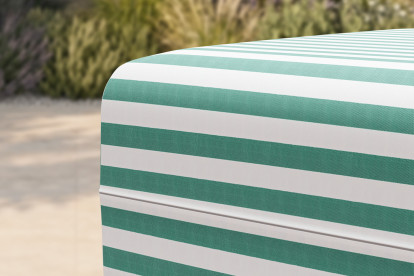 Pouf modulable, mousse écologique et assise ferme  - Tissu extérieur à rayures, blanc et bleu turquoise